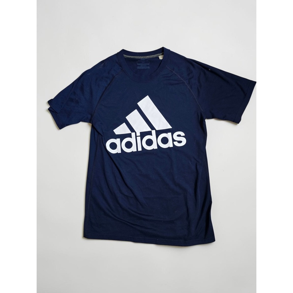 Adidas Ultimate Tee Mens Small Navy Blue White Graphic Logo Short Sleeve Shirt